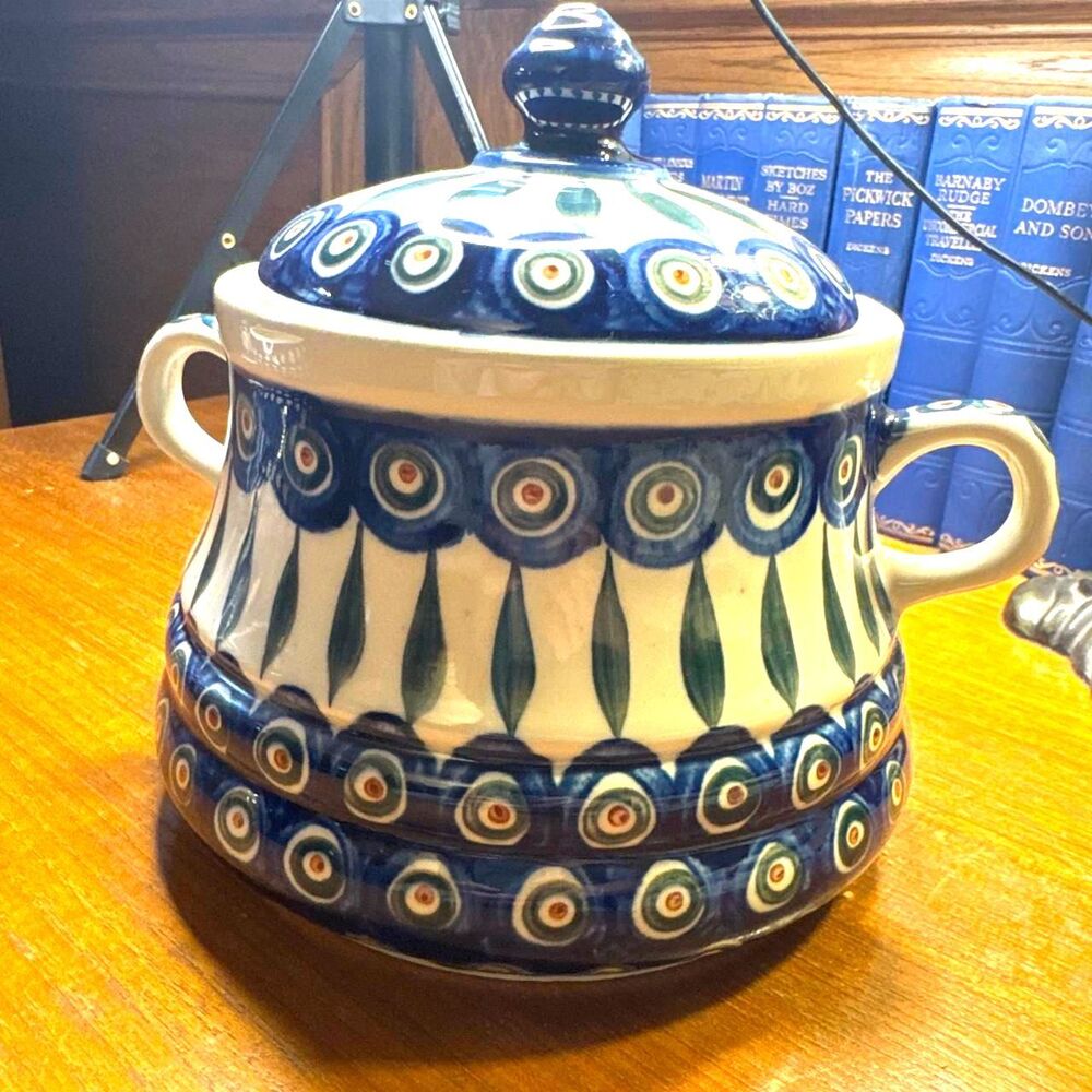 Polish Pottery Canister (ONLY) with Lid and Handles